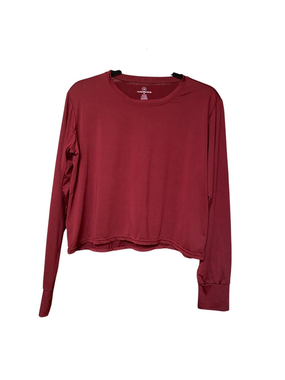 Maroon - Real Essentials - Women's Long Sleeve Workout Top